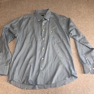 Masters Peter Millar Dress Shirt Mens XL Check Blue Golf Augusta Preppy